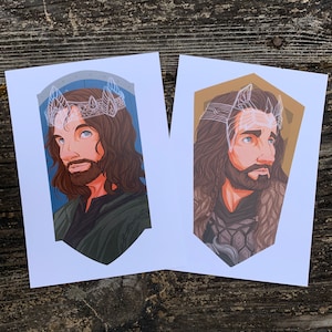 5 x 7 print - en de kroonlozen zullen weer koning zijn (eikenschild van Aragorn en Thorin)