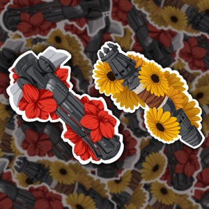 Stickers vinyles - Sabre laser floral (trilogie suite) - Kylo Ren / Ben Solo et Rey Skywalker