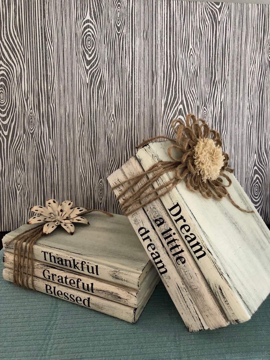 Personalized Stack Books Custom Stack of 3 Painted Books, 3 Stacked Books With Saying, Custom ...