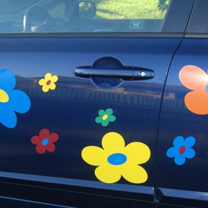 Flower Power magnetic decals, magnetic car flowers, flowers for cars,