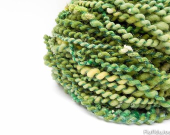 Handspun art yarn - BFL wool and Luxurious fibers / Bubble plied super uber bulky