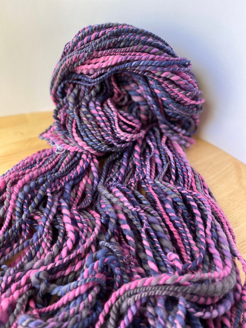 thick and thin Superfine Merino wool 2 ply bulky chunky Handspun hand dyed crazy soft Yarn Hand spun 140+ Yards