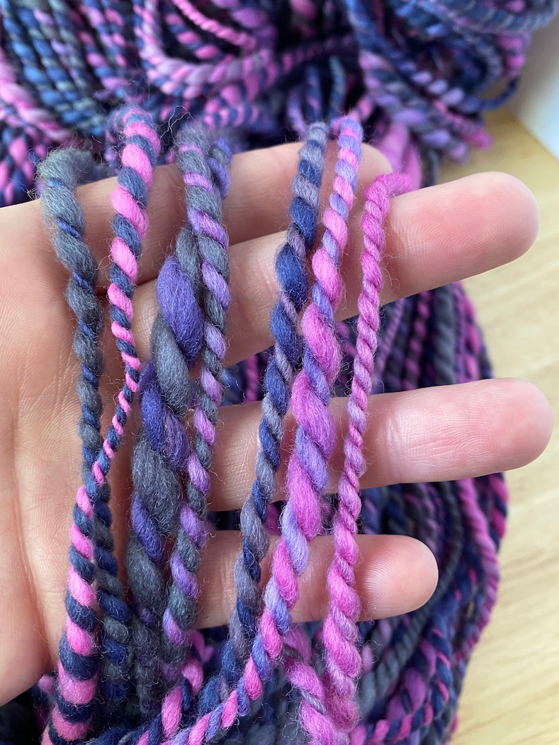 thick and thin Superfine Merino wool 2 ply bulky chunky Handspun hand dyed crazy soft Yarn Hand spun 140+ Yards
