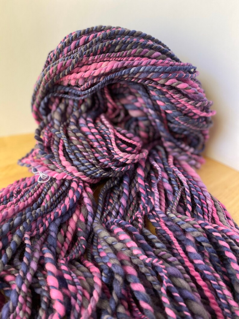 thick and thin Superfine Merino wool 2 ply bulky chunky Handspun hand dyed crazy soft Yarn Hand spun 140+ Yards
