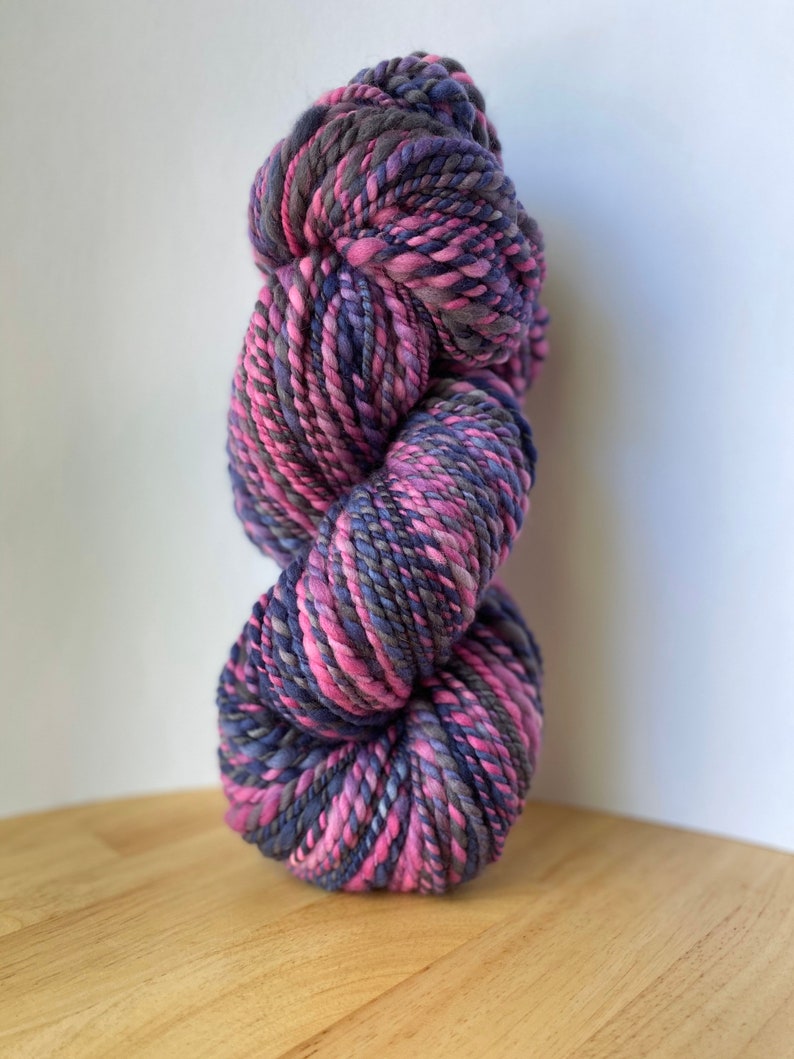 thick and thin Superfine Merino wool 2 ply bulky chunky Handspun hand dyed crazy soft Yarn Hand spun 140+ Yards