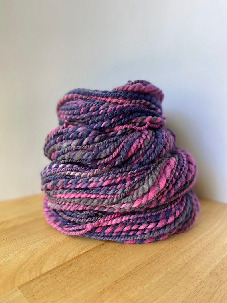 thick and thin Superfine Merino wool 2 ply bulky chunky Handspun hand dyed crazy soft Yarn Hand spun 140+ Yards