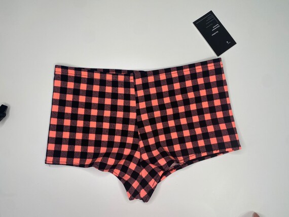 Black Checkered Booty Shorts - Etsy