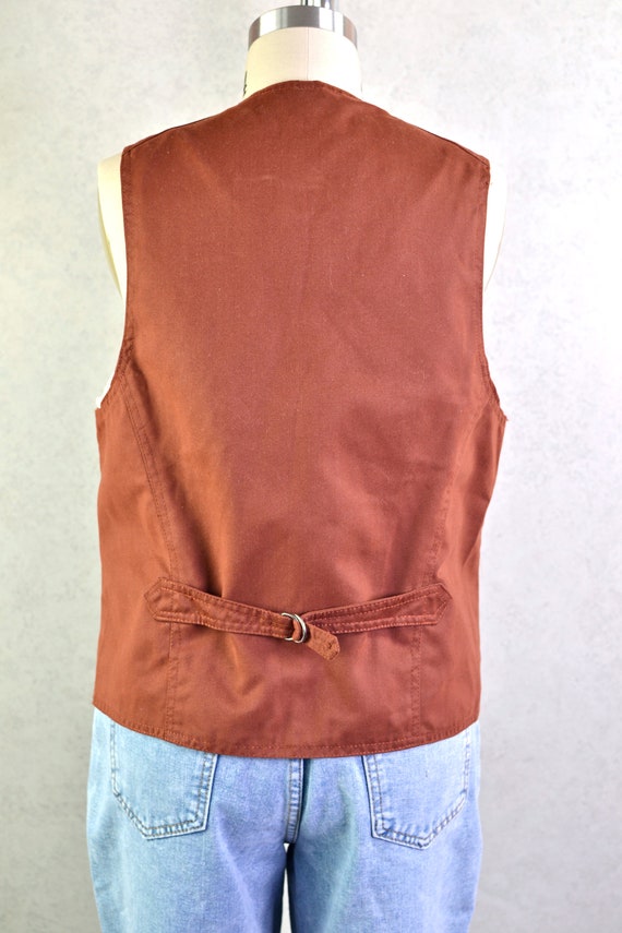 rust canvas button down utility vest . 70s vintag… - image 7