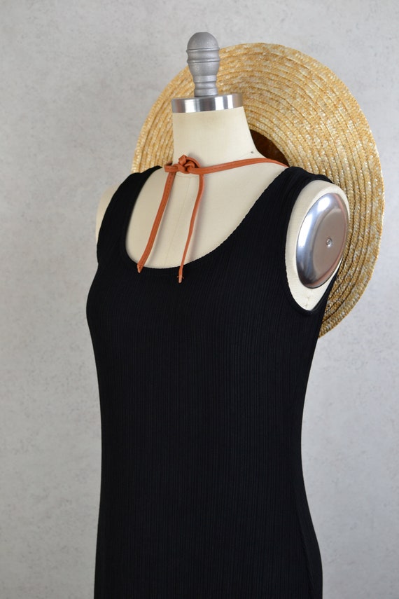 slinky black ribbed sleeveless maxi slit dress . … - image 4