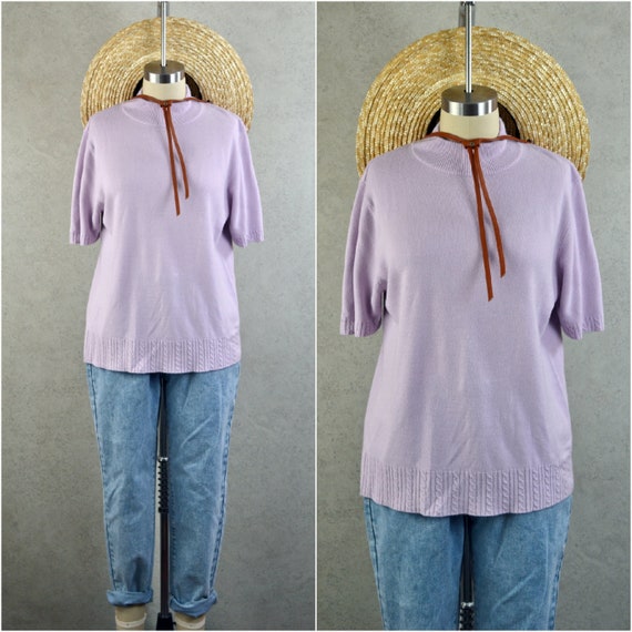 pastel lavender softest knit short sleeve mock ne… - image 1