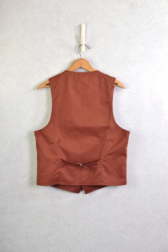 rust canvas button down utility vest . 70s vintag… - image 9