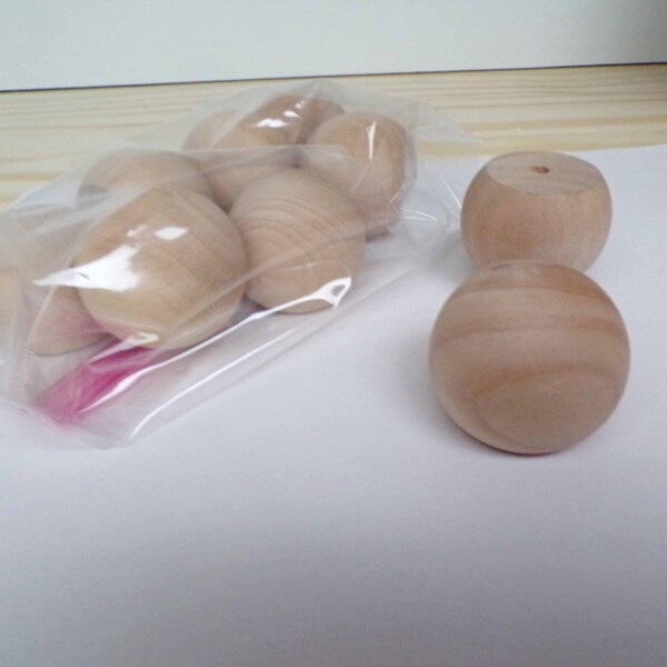 1.5" Round Hardwood Unfinished Balls  (2) Pack of 2 . 3/16" Hole . Ready to Paint or Embellish . Furniture . Cabinets