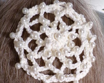 EXCLUSIVE Off white Pearl Kippah Juliet Cap Yarmulke Kippot Judaica | Every Row Locked in Faux Pearl Beads | Handmade Crochet | USA