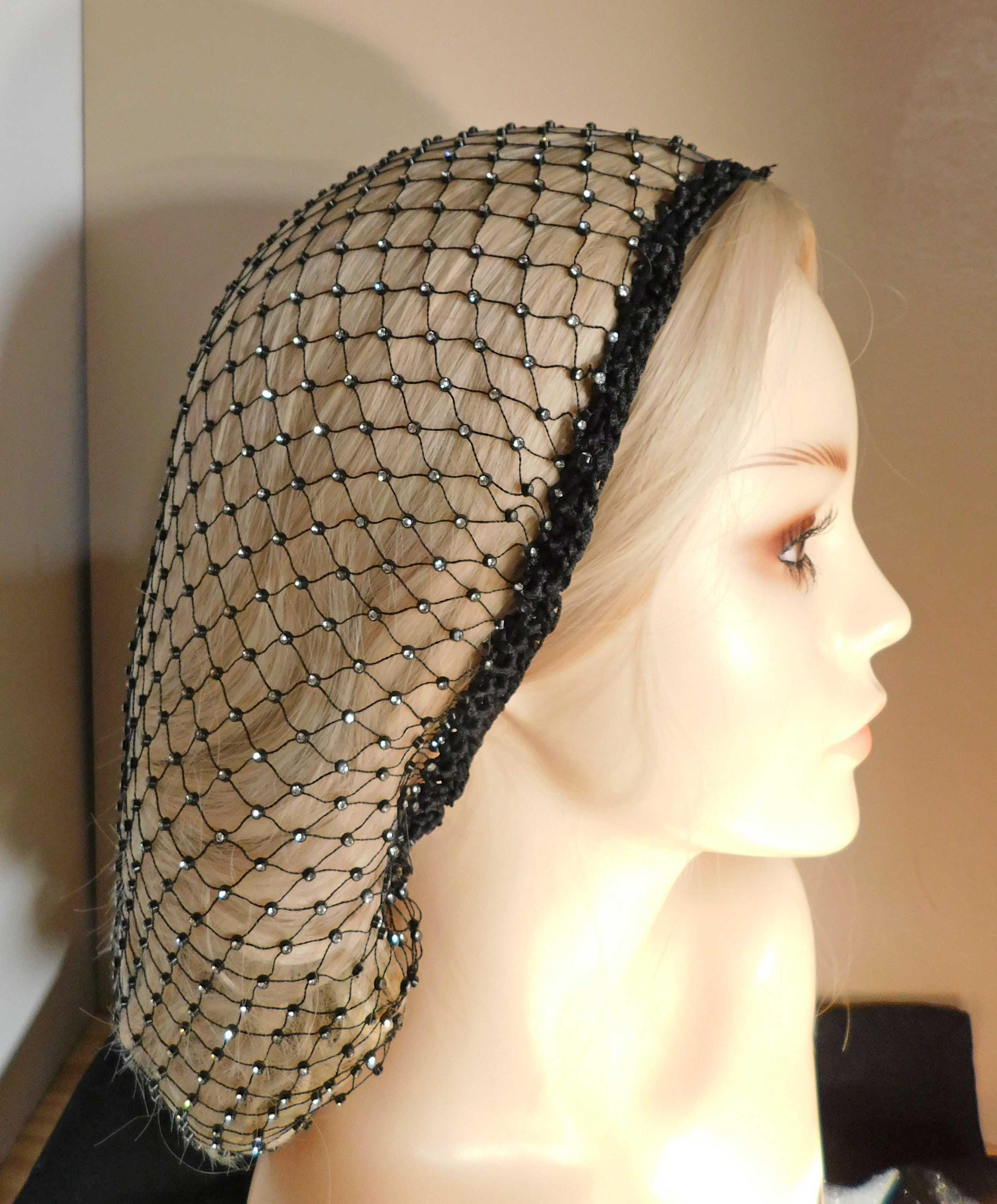 Stunning Drip Hair Net Headpiece Women Crystal Mesh Hair Net Crochet Cap Snood Rhinestone  main image 4