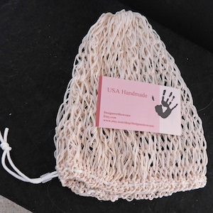 IVORY Hair Net Snood Head Covering . Fits Most . Reversible (2 Patterns) and Adjustable Double Stranded 100%  Cotton . Handmade Lace . USA