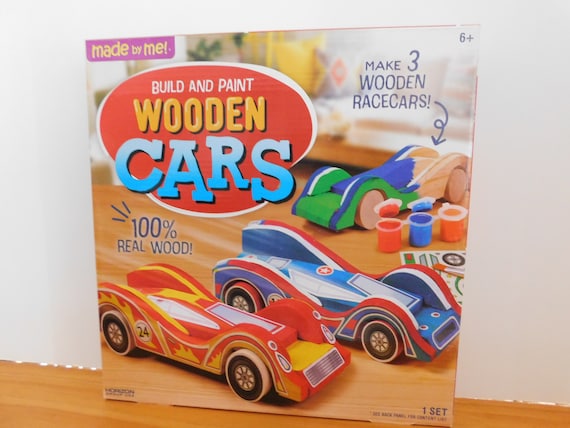 DIY Build and Paint Wooden Cars . Kit . Age 6all Materials Included .  Builds 3 Cars . Build,customize,play . Hours of Present & Future Fun 