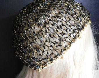 Vintage Gold Sequins Slouchy Hat Amazing 1970s Paillettes Made in Italy Sequin Gold 70s  main image 3
