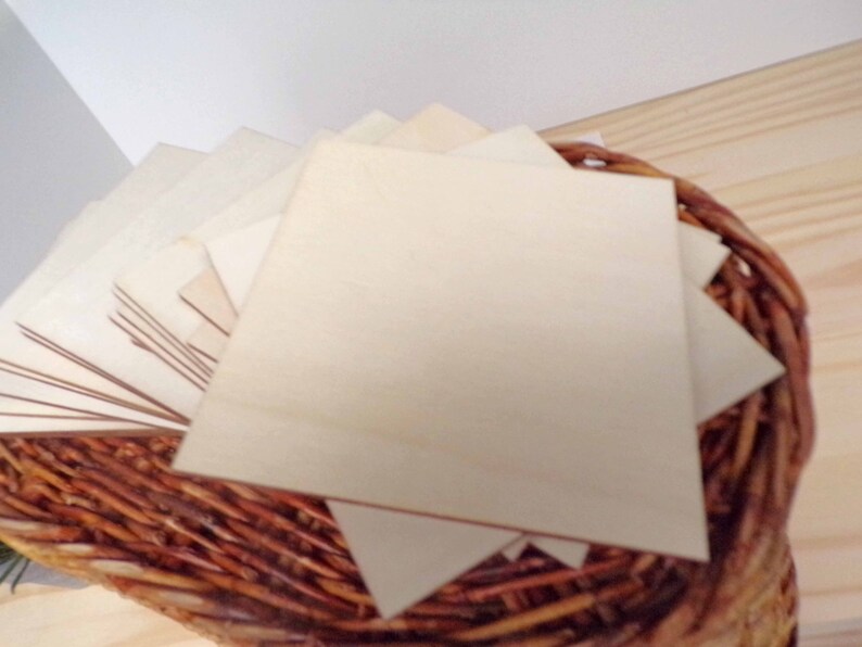 20 4x4 Unfinished Smooth Hardwood Blank Tiles . 20 Pack . Ready to Paint or Embellish . Clean Edge . Sanded . Wood Burning image 1