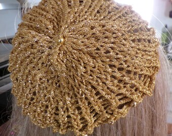 EXCLUSIVE Gold Kippah Juliet Cap Yarmulke Kippot Judaica |  Locked in Faux Gold Beads | Handmade .  Head Cover | USA