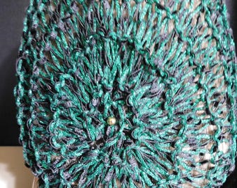 SALE !  EXCLUSIVE Sparkly Snood Head Cover | Fits Most | Double Stranded | Gold Beads | Adjustable Elastic| Designer Yarns