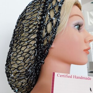 BLACK SEQUIN Hair Snood Net . SPARKLES!!! . Long Hair or Pin Up Glam . New!! . Fashion Hair Net Accent/Control . Exclusive 2022 Pattern