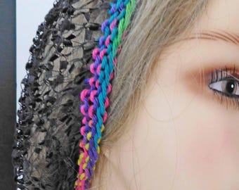 Black Rainbow Hair Net Snood Head Cover | Fits Most | Adjustable | Handmade Lace | Neutral | Unique | Gift | Good Control | Exclusive | USA
