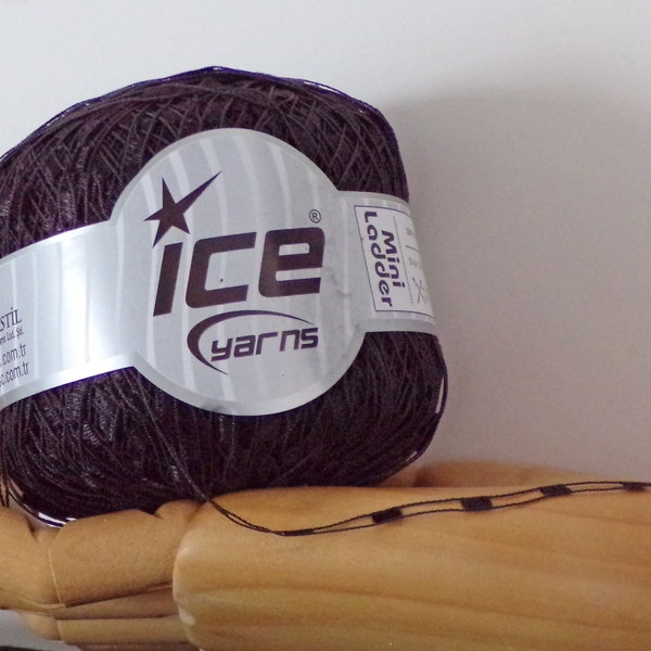 1 New Full Skein Specialty Solid Black Ladder Yarn . 136 Yd . 50gr . #6-8 US Needles . Polyester .  Fiber Jewelry