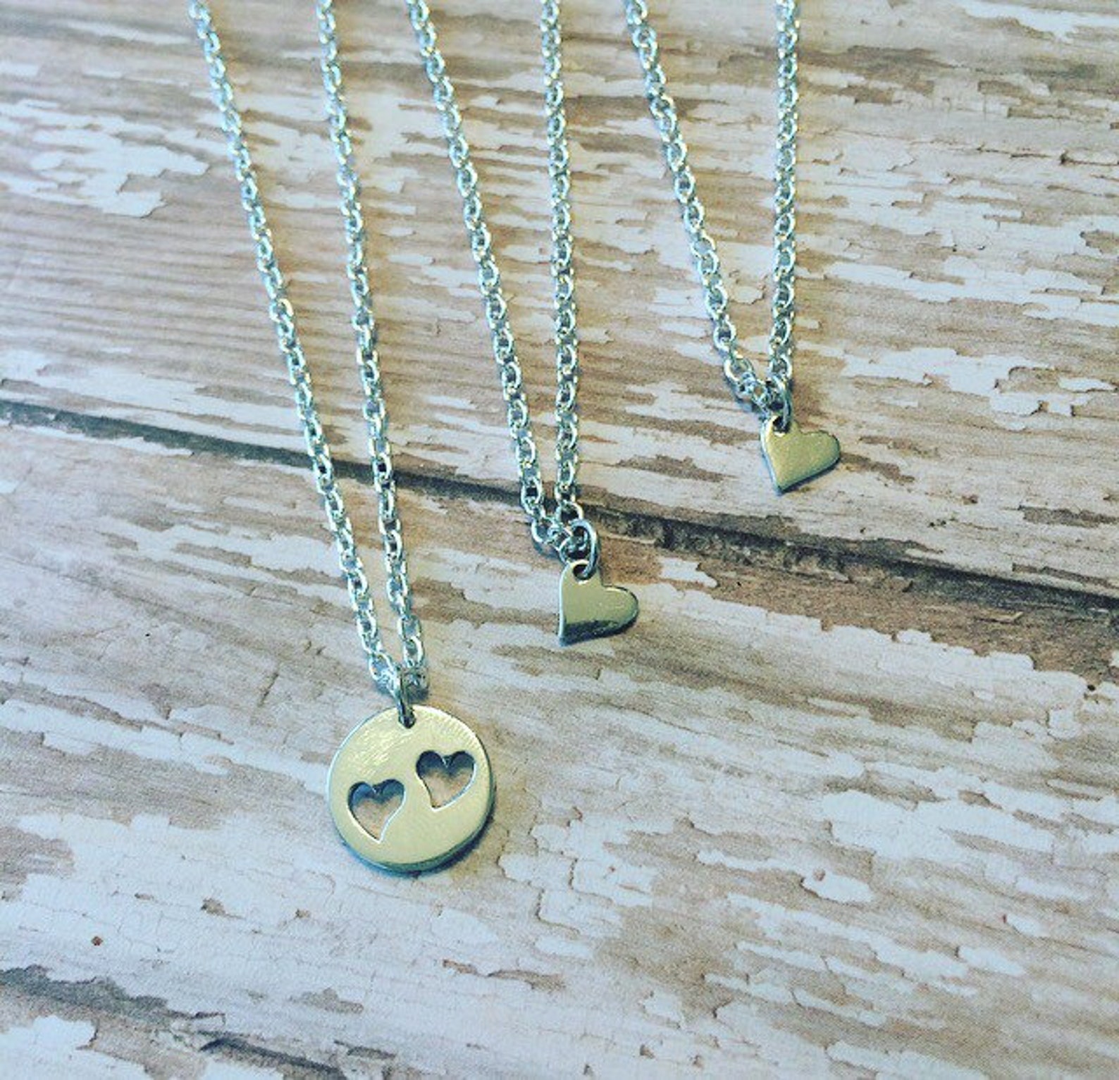 Mother Daughter Necklace Set Heart Cutout Necklaces Mommy Etsy