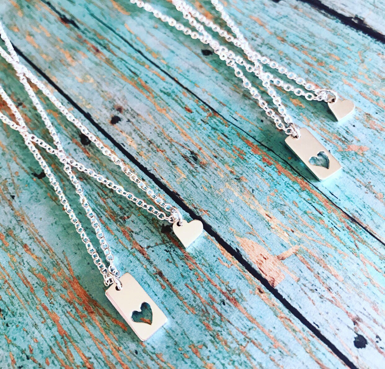 Mother Daughter Necklace Set Heart Cutout Necklaces Mommy Etsy