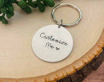 Custom, Your Choice of Text, Hand Stamped Keychain, Personalized Gift, Name Keychain, Date Keychain, Custom Keychain, Personalized Keychain