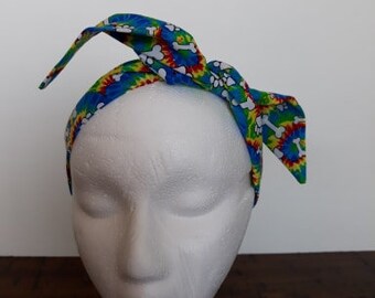 Rainbow paws & bones puppy print Wired Headband, Rockabilly Style, Rockabilly inspired, headbands, Handmade