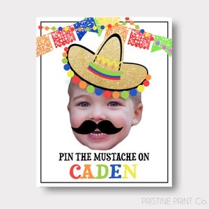 DIGITAL FILE | Pin The Mustache Poster | Fiesta Poster | Fiesta Birthday Invitation | First Fiesta | Cinco De Mayo Birthday | Fiesta Decor