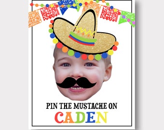 DIGITAL FILE | Pin The Mustache Poster | Fiesta Poster | Fiesta Birthday Invitation | First Fiesta | Cinco De Mayo Birthday | Fiesta Decor