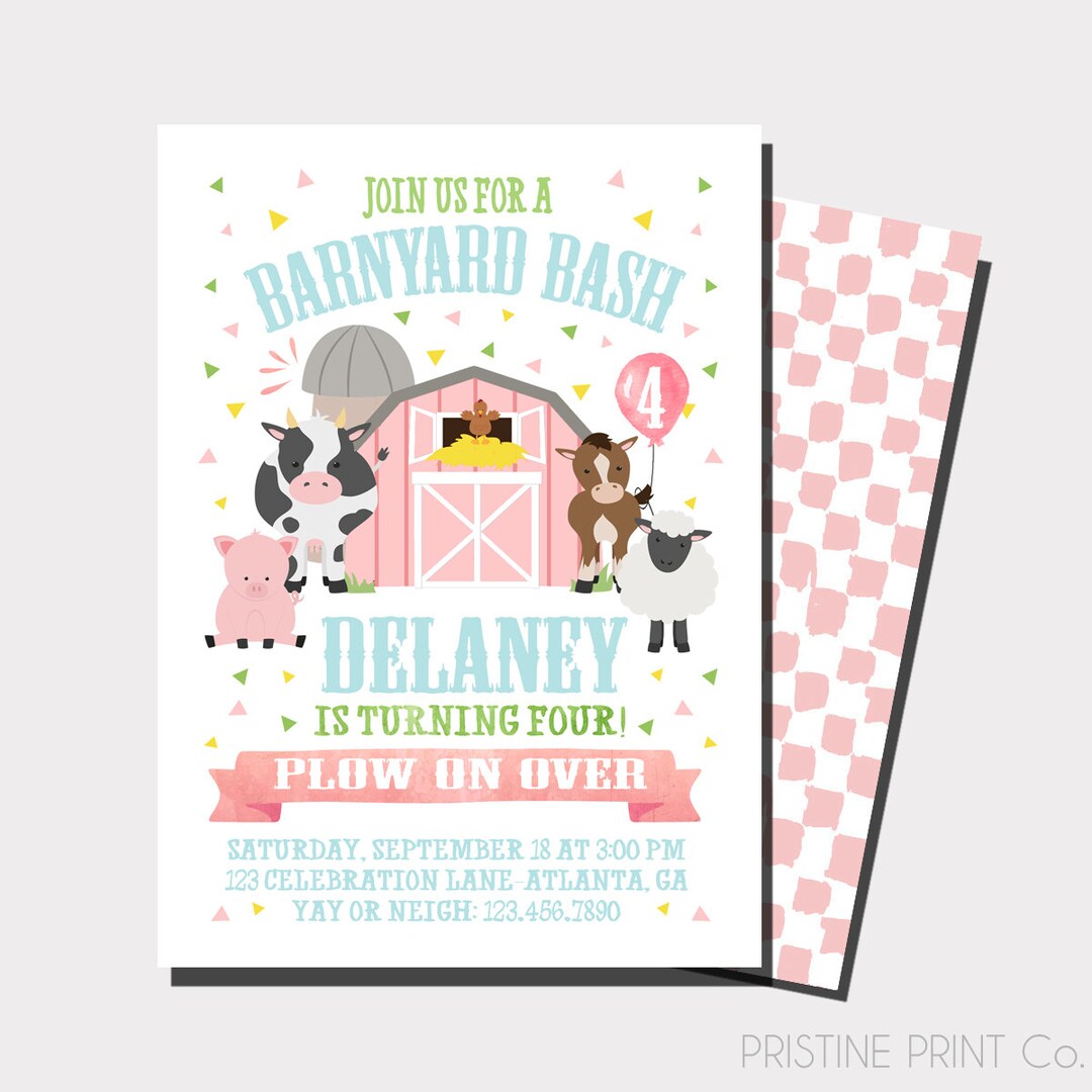 Barnyard Bash Birthday Invitation Farm Birthday Invitation - Etsy