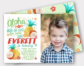 DIGITAL FILE Luau Birthday Invitation | Pineapple Birthday Invitation | Pool Party Birthday Invitation | Hula | Tiki Time | First Birthday