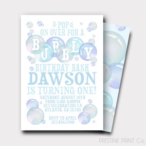 DIGITAL FILE Bubble Birthday Invitation | Bubbles Invitation | Bubbly Birthday Bash | First Birthday Invitation | Boys Birthday Invitation