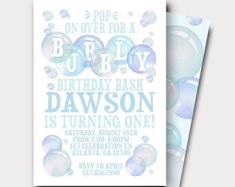 DIGITAL FILE Bubble Birthday Invitation | Bubbles Invitation | Bubbly Birthday Bash | First Birthday Invitation | Boys Birthday Invitation