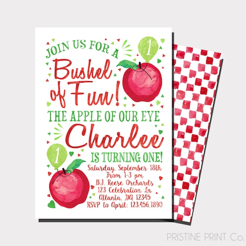 Apple Birthday Invitation 1st Birthday Apple of Our Eye Photo Etsy