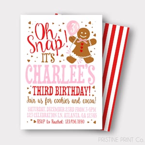 DIGITAL FILE Christmas Birthday Invitation | Gingerbread Cookie Invitation | Gingerbread House Invitation | Cookie Exchange | Oh Snap |