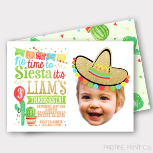 Fiesta Birthday Invitation | Spanish Birthday Invitation | Taco Birthday Invitation | No Time To Siesta | First Birthday | Cactus Invitation