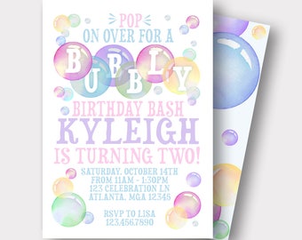 DIGITAL FILE Bubble Birthday Invitation | Bubbly Birthday Bash | Bubble Invitation | Pop On Over | Birthday Invitation | First Birthday