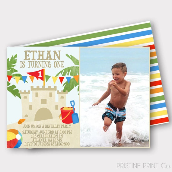 Beach Birthday Invitation Beach Bash Pool Party Invitation Etsy