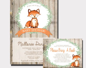 Fox Baby Shower Invitation Printable or Printed Invitations - Etsy
