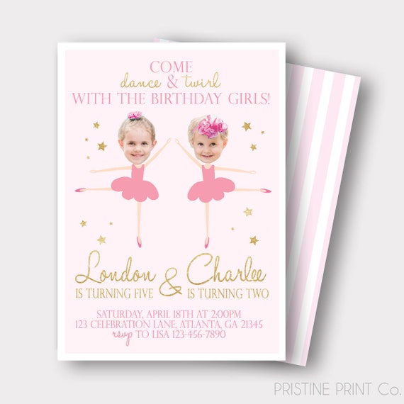 Ballerina Birthday Invitation Sister Birthday Invitation Etsy