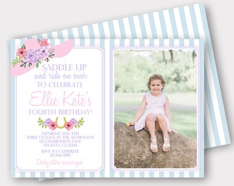 DIGITAL FILE Horse Birthday Invitation | Derby Birthday Invitation | Horse Party | Derby Party | Kentucky Derby