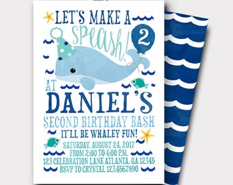 Whale Birthday Invitation | Under The Sea Birthday Invitation | Ocean Birthday Invitation | Fish Birthday Invitation | First Birthday