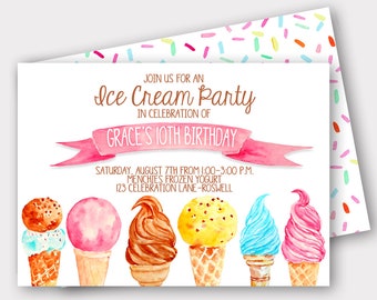 Ice Cream Birthday Invitation | Ice Cream Invitation | Sweet Celebration | Candy Invitation | Ice Cream Birthday | First Birthday