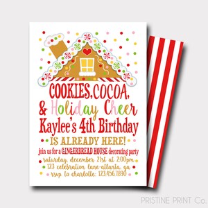Gingerbread Birthday Invitation | Christmas Birthday Invitation | Cookies and Cocoa |  Cookie Decorating Party | Cookie Exchange