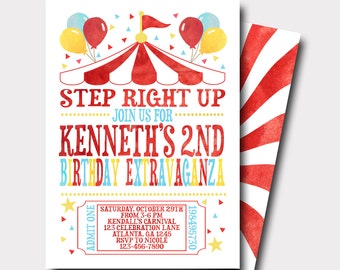 DIGITAL FILE Carnival Birthday Invitation | Circus Birthday Invitation | Sweet Celebration | First Birthday | Birthday Extravaganza