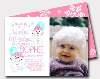 DIGITAL FILE Winter Onederland | Winter Birthday Invitation | Snowflake Birthday Invitation | Snowman Birthday Invitation | First Birthday